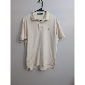 A1 Mens Polo Ralph Lauren Off White Cream Color Button Casual Dress Shirt Large